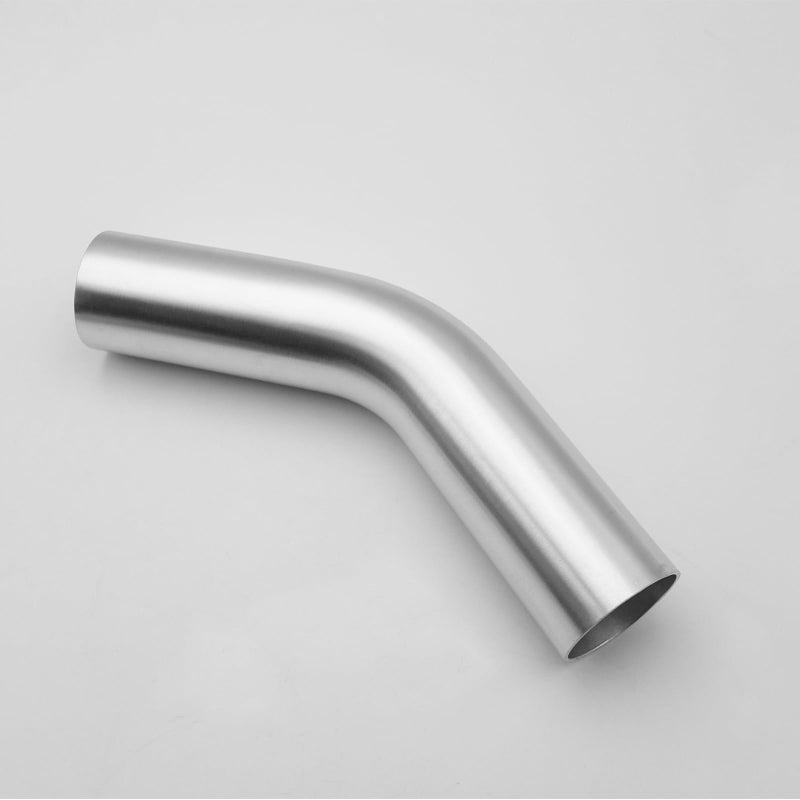 AC PERFORMANCE 2.5" (63mm) OD 45 Degree Aluminum Elbow Intercooler Pipe Air Intake Tube, 1.5D Radius, Brushed Finish - Image 1